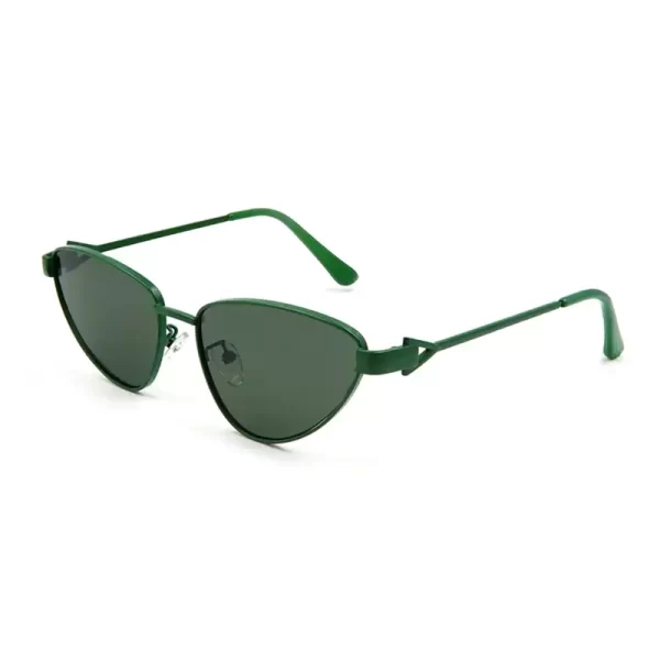Cat Eye Triangle Green Frame Green Lens Sunglasses
