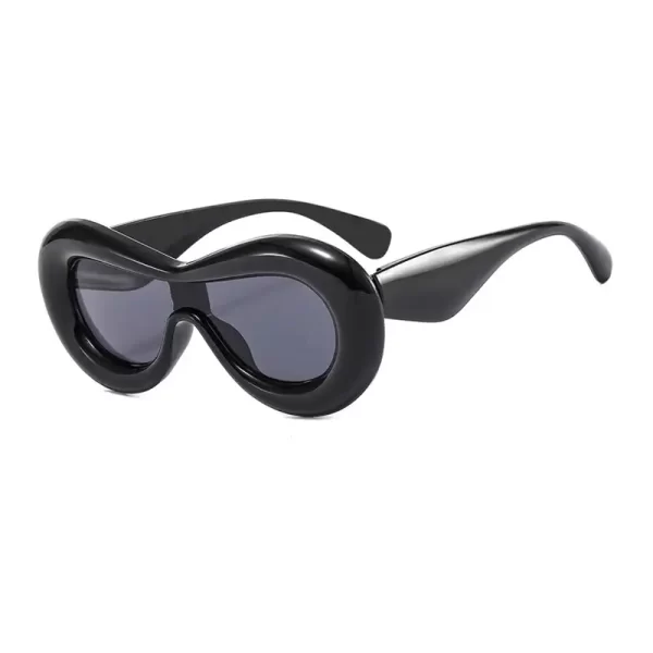 Oversized Oval Mask Black Sunglasses For Men Women