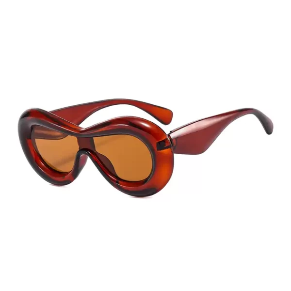 Oversized Oval Mask Brown Sunglasses For Men Women