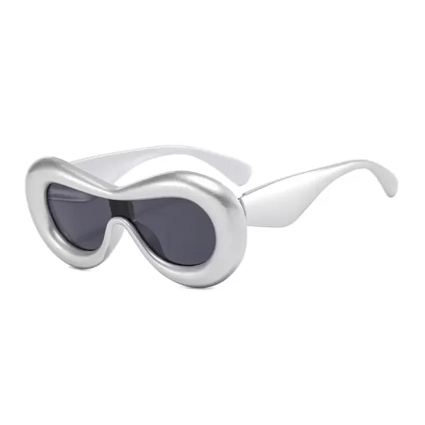 Oversized Oval Mask Silver Sunglasses For Men Women