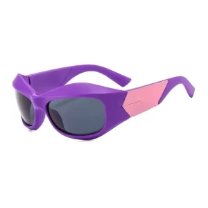 Retro Thick Purple Frame Black Lens Sun Glasses