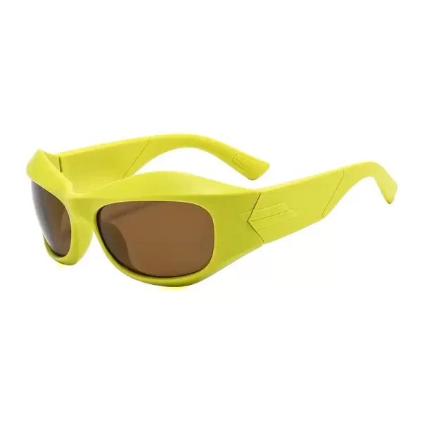 Retro Thick Yellow Frame Brown Lens Sunglasses