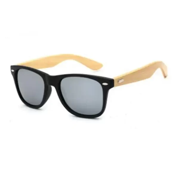 Retro Wooden Side Black Frame Grey Lens Sun Glasses