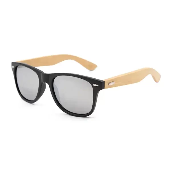 Retro Wooden Side Black Frame Grey Lens Sunglasses