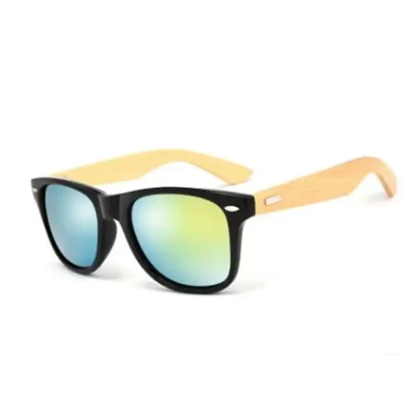 Retro Wooden Side Black Frame Multicolour Lens Sunglasses