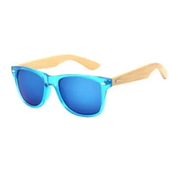 Retro Wooden Side Blue Frame Blue Lens Sunglasses