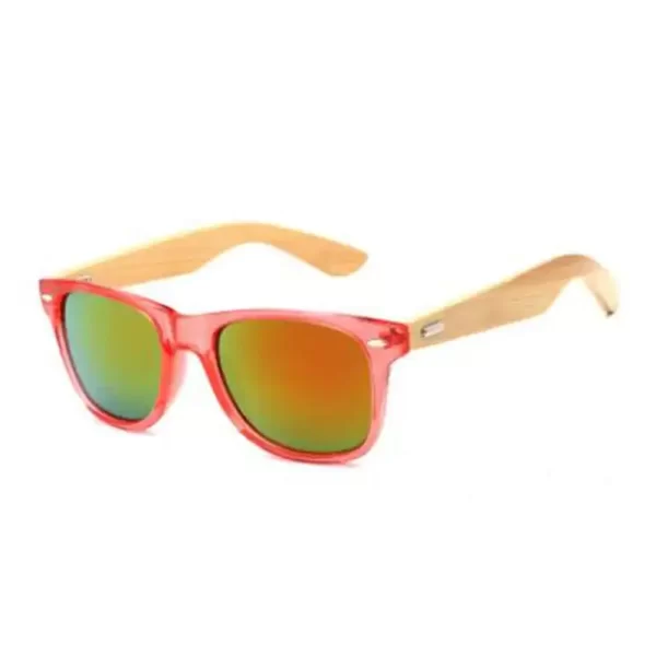 Retro Wooden Side Pink Frame Multicolour Lens Sun Glasses