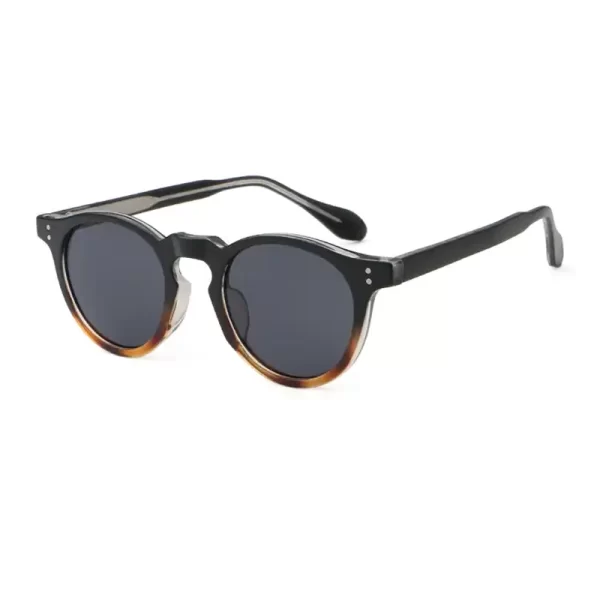 Round Frame Black Brown Frame Black Lens Shades Sunglasses