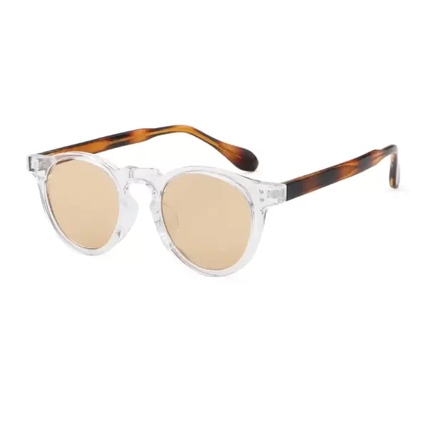 Round Frame Brown White Frame Brown Lens Shades Sunglasses