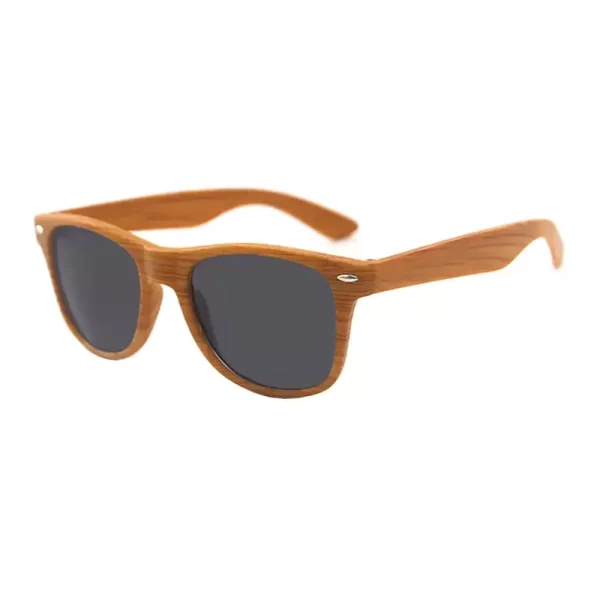 Wood Pattern Brown Frame Black Lens Sunglasses