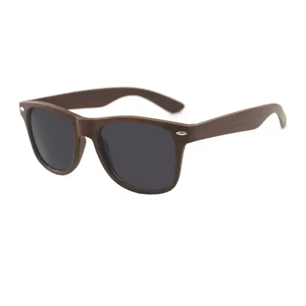 Wood Pattern Dark Brown Frame Black Lens Sunglasses