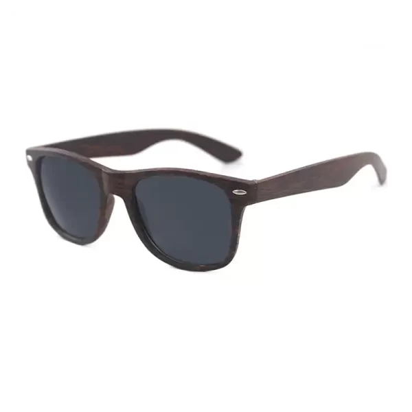 Wood Pattern Dark Brown Frame Black Lens Sunglasses Goggles