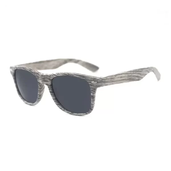 Wood Pattern Grey Frame Black Lens Sunglasses