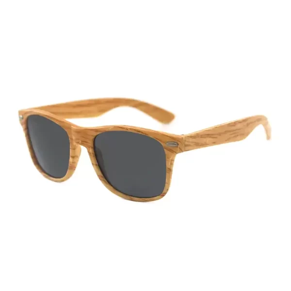 Wood Pattern Orange Frame Black Lens Sun Glasses