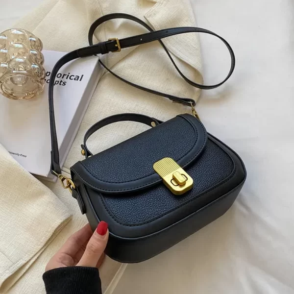 Classic Black Sling Satchel Handbag For Women