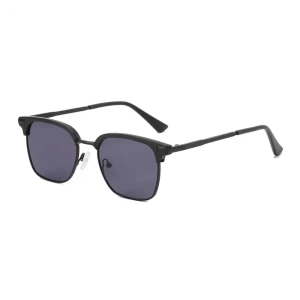 Classic Gender Neutral Square Shades Black Frame Black Lens Sunglasses