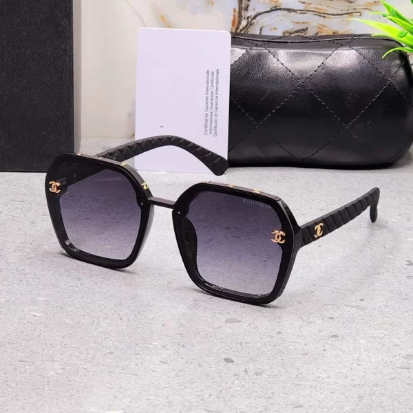 Frameless Black Polygonal Frame Black Polarized Lens Sunglasses