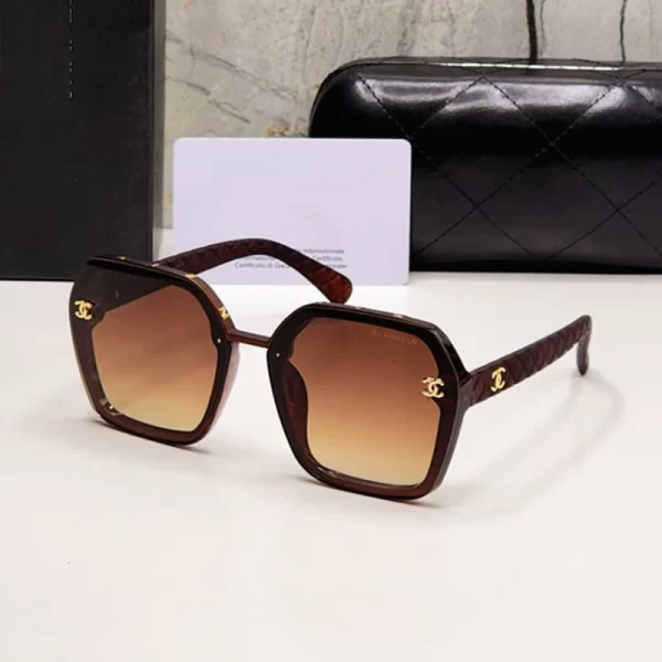 Frameless Brown Polygonal Frame Brown Polarized Lens Sunglasses