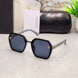 Frameless Grey Polygonal Frame Black Polarized Lens Sunglasses