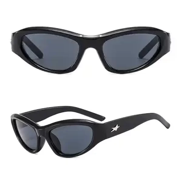 Gender Neutral Trendy Cyberpunk Black Frame Black Lens Sunglasses