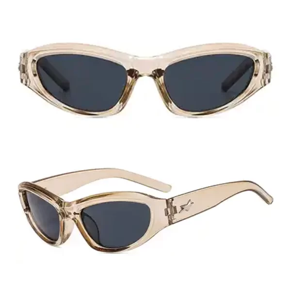 Gender Neutral Trendy Cyberpunk Brown Transparent Frame Black Lens Sunglasses