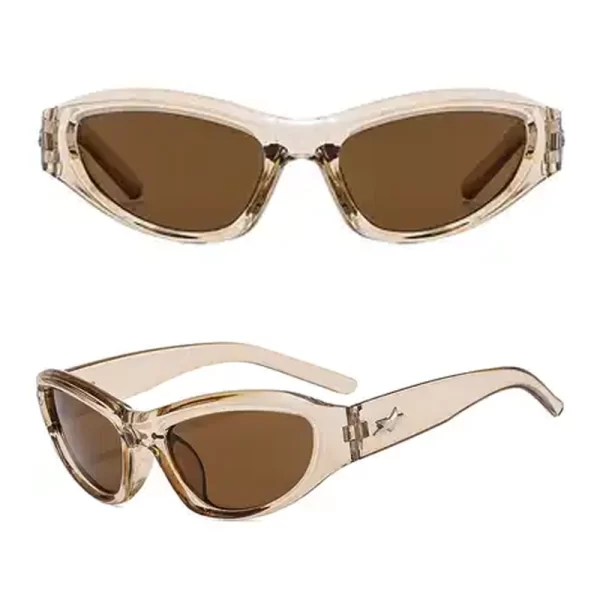 Gender Neutral Trendy Cyberpunk Brown Transparent Frame Brown Lens Sunglasses
