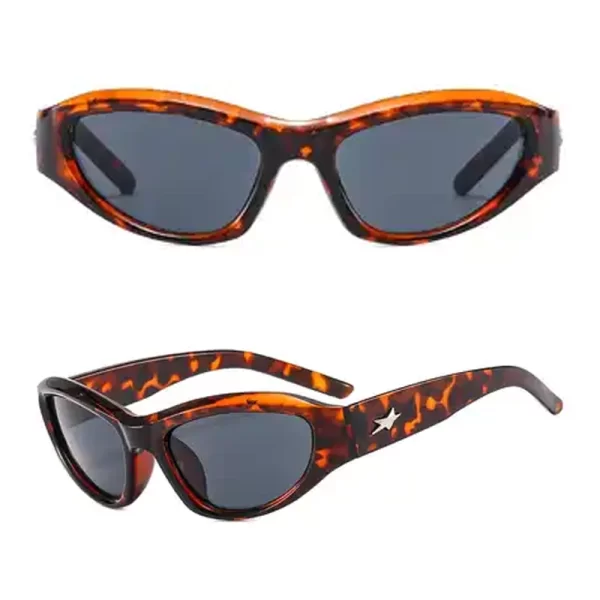 Gender Neutral Trendy Cyberpunk Orange Frame Black Lens Sunglasses
