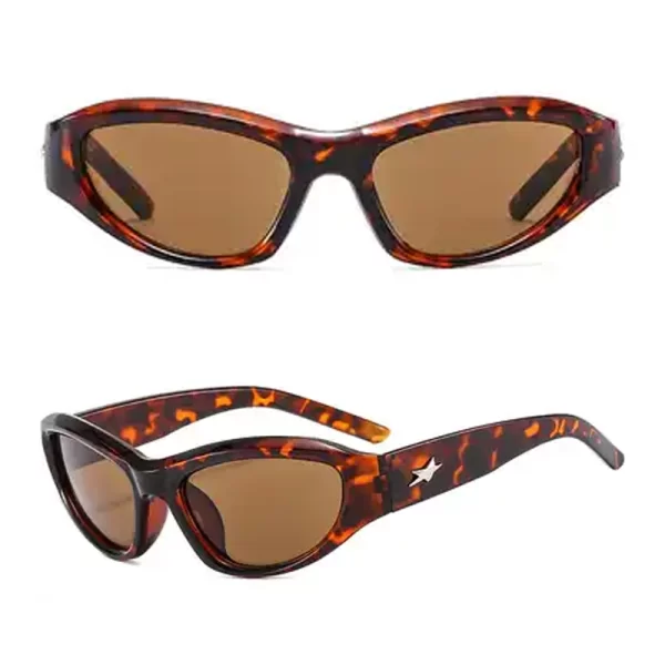 Gender Neutral Trendy Cyberpunk Orange Frame Brown Lens Sunglasses