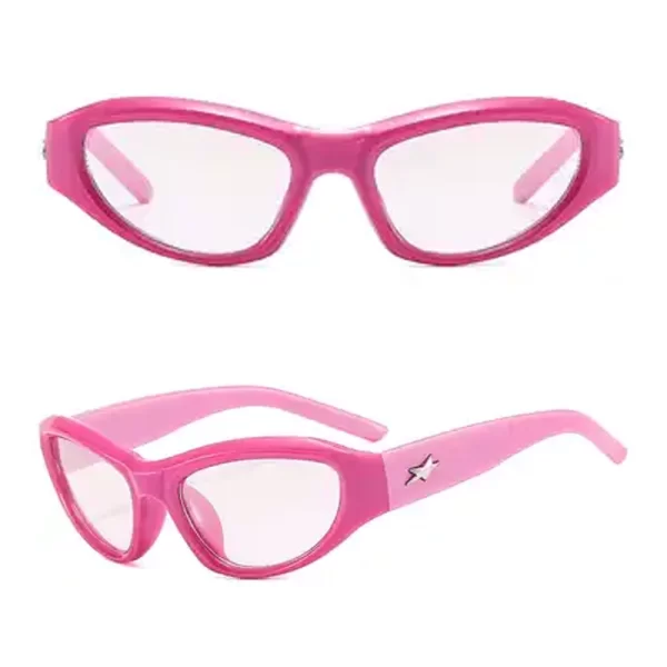 Gender Neutral Trendy Cyberpunk Pink Frame Pink Lens Sunglasses
