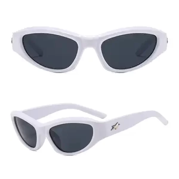 Gender Neutral Trendy Cyberpunk White Frame Black Lens Sunglasses
