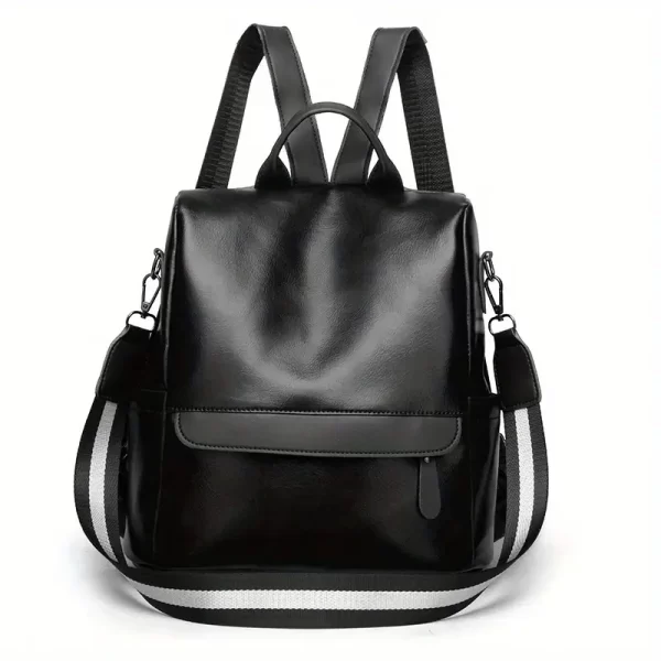 Soft Leather Black Shoulder Bag Backpack For Women