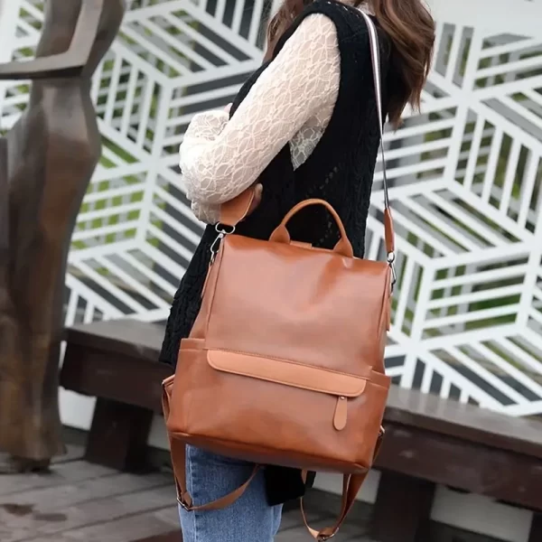 Soft Leather Black Shoulder Bag Backpack For Women