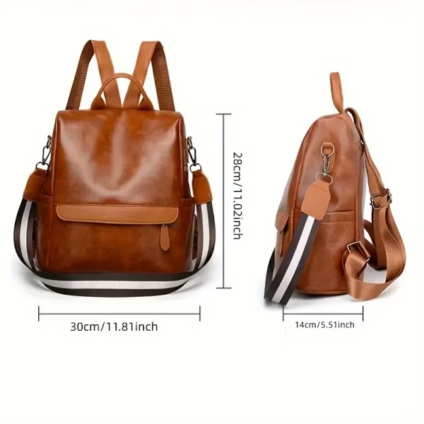 Soft Leather Brown Shoulder Bag Backpack For Women