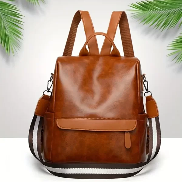 Soft Leather Brown Shoulder Bag Backpack For Women