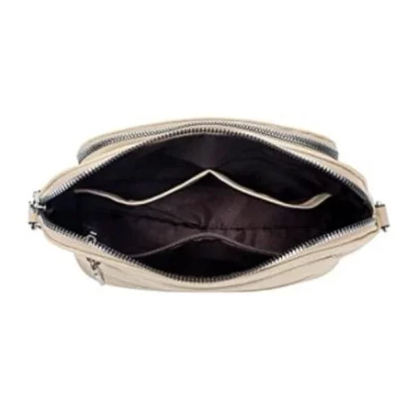 Soft Leather Women Cream Shoulder Handbag with Tassel