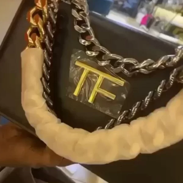 Triple Thick Chain Copy Black Sling Bag