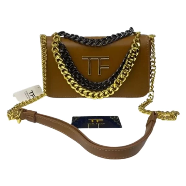 Triple Thick Chain Copy Brown Sling Bag