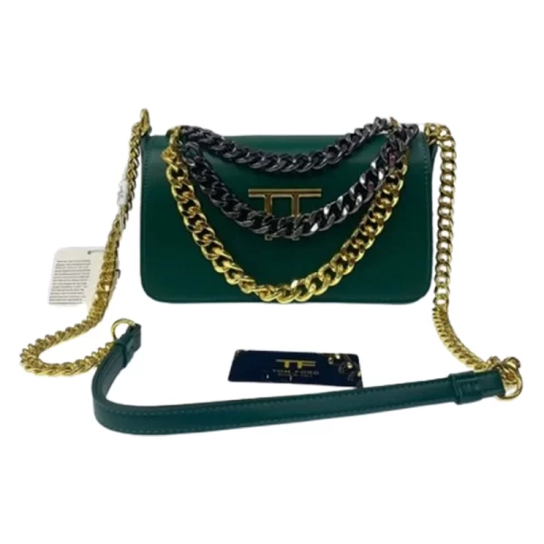 Triple Thick Chain Copy Green Sling Bag