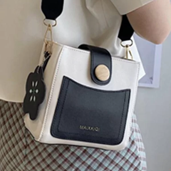 Wide Strap Crossbody White Black Sling Bag