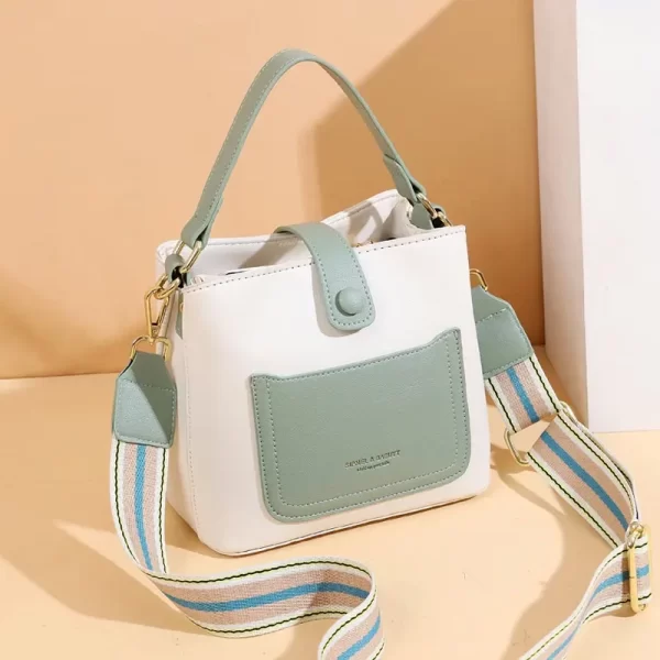 Wide Strap Crossbody White Green Sling Bag