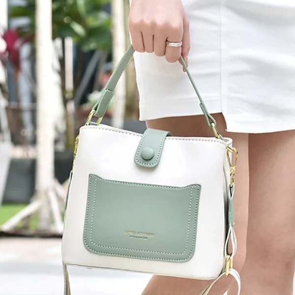 Wide Strap Crossbody White Green Sling Bag