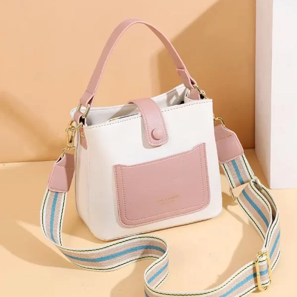 Wide Strap Crossbody White Pink Sling Bag