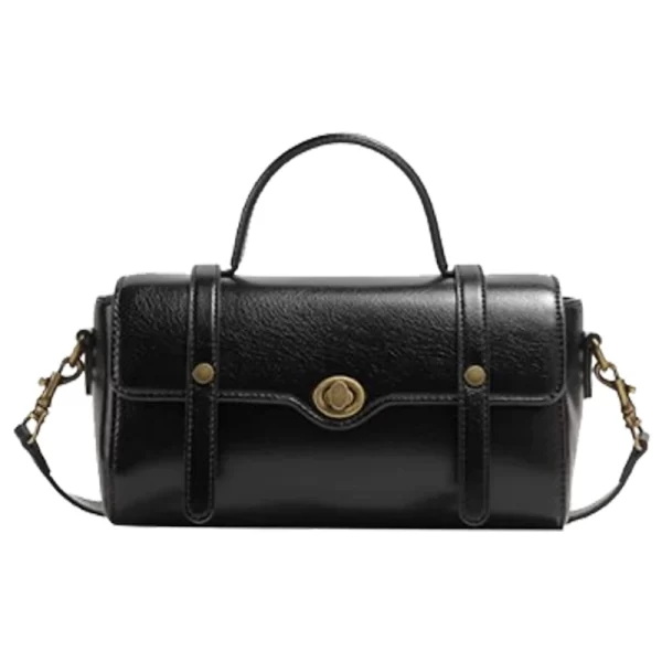 Women Metal Lock Black Sling Bag