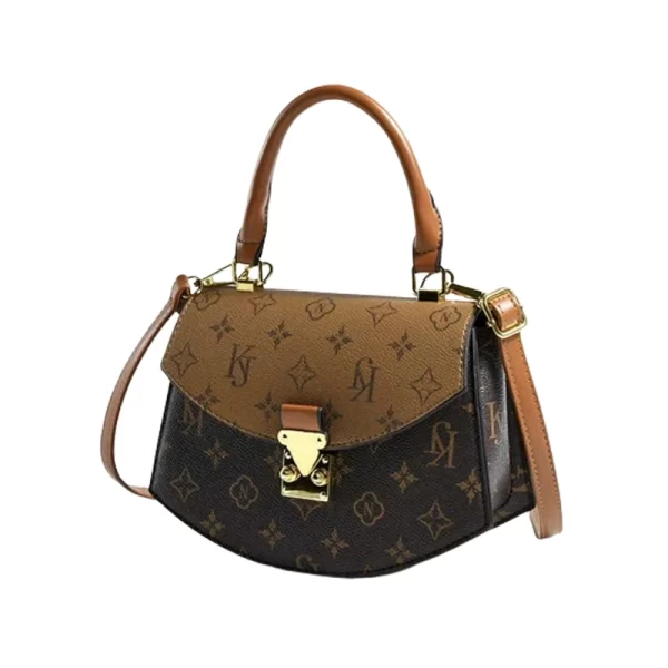 2024 Alphabet Print Coffee Tan Satchel Bag