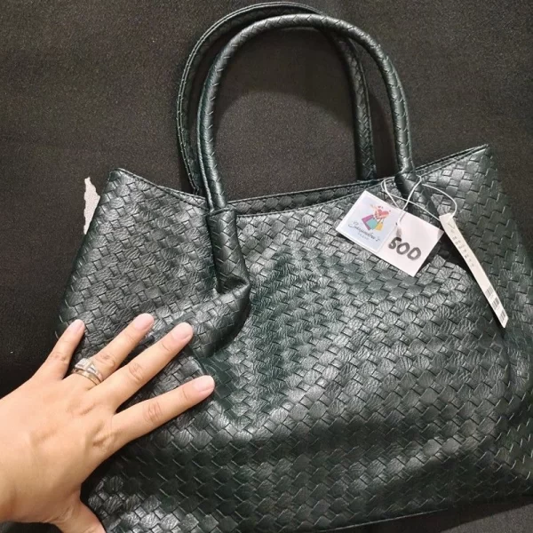 2024 Basket Weave Green Tote Bag For Women