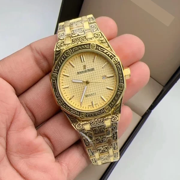 2024 Casual Men Copy Gold Dial Gold Strap Watch