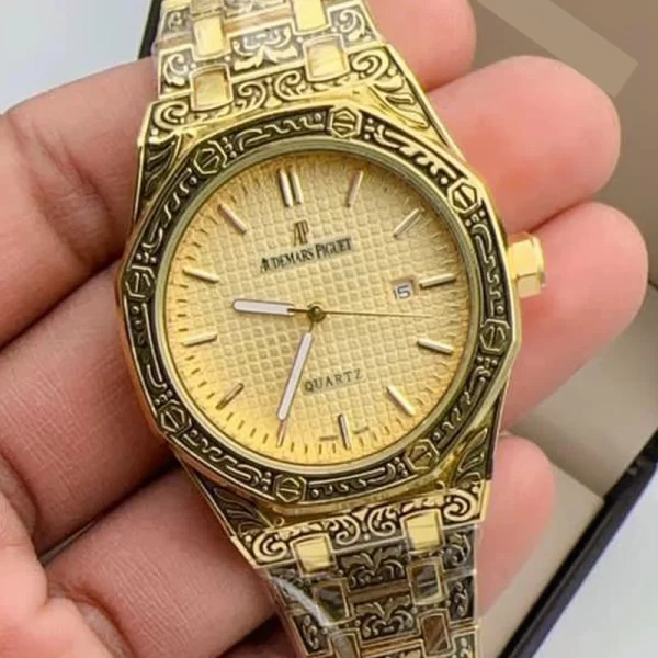 2024 Casual Men Copy Gold Dial Gold Strap Watch