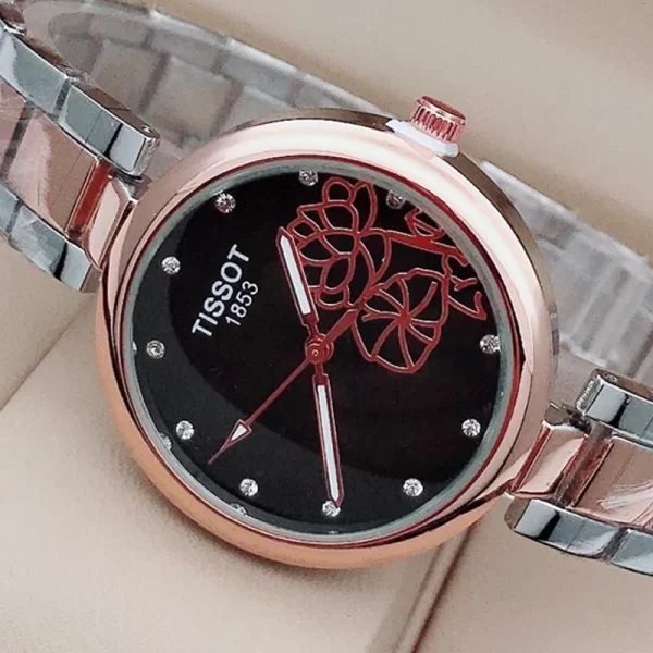 2024 Contemporary Black Dial Rose Gold Strap Women Copy Watch
