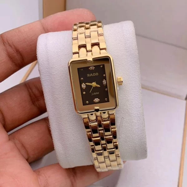 2024 Hot Selling Rectangle Black Dial Gold Strap Women Copy Watch
