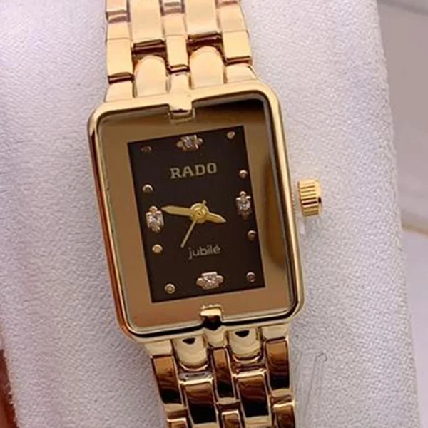 2024 Hot Selling Rectangle Black Dial Gold Strap Women Copy Watch